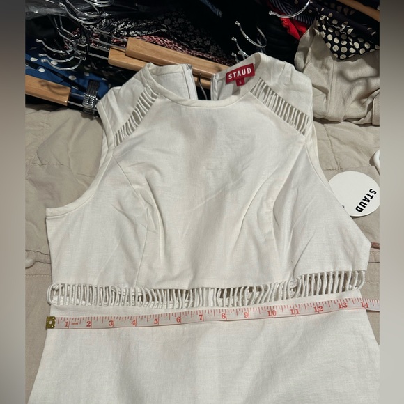 STAUD Cricket Dress with lattice detail, Linen, White, size 6, NWT - Picture 5 of 7